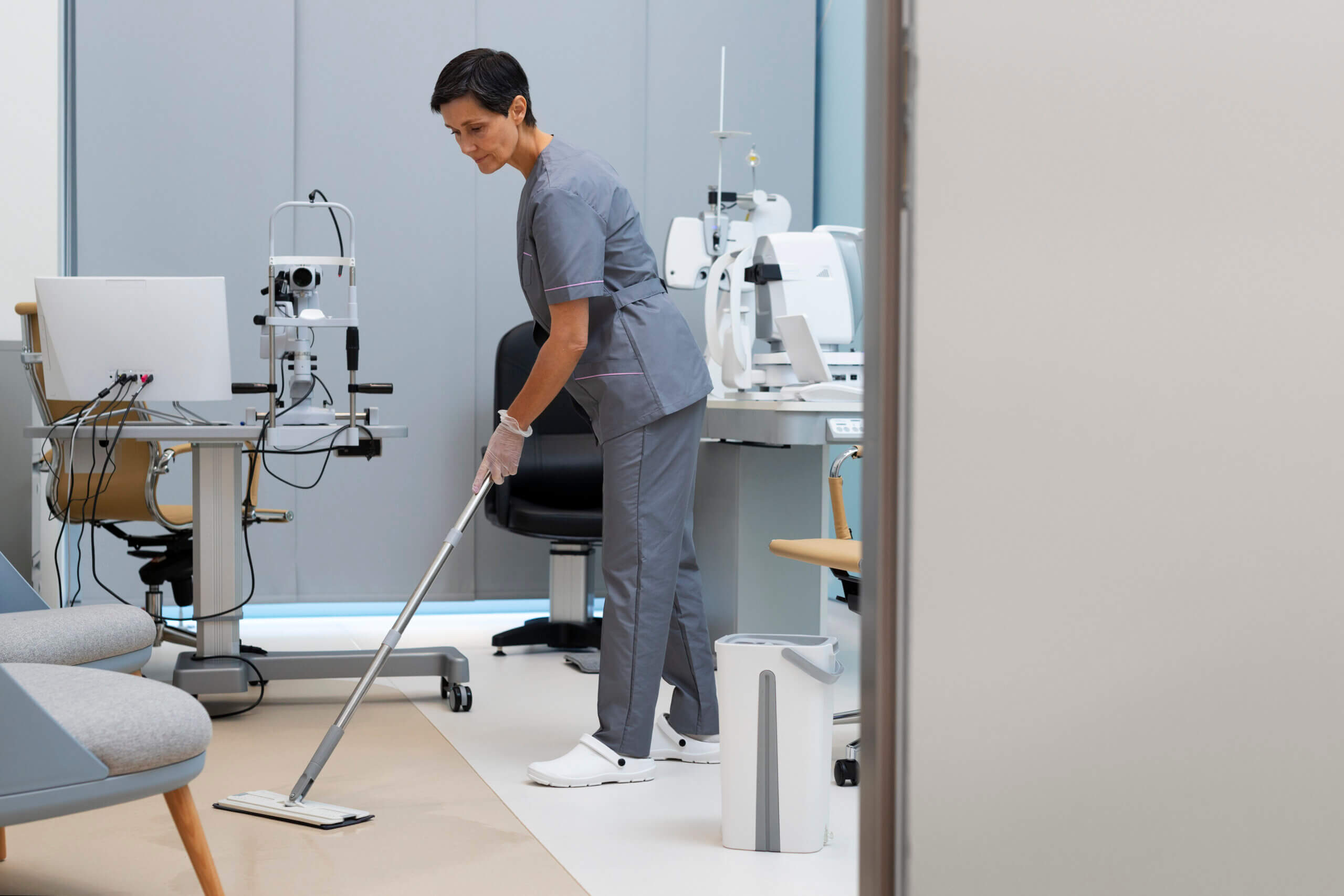 woman cleaning ophthalmologist s office 1 scaled